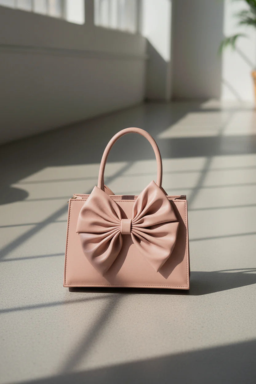 GLOSS BOW HANDBAG - PINK