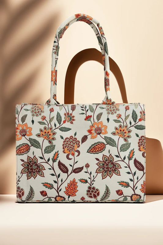 BEIGE MULTIFLOWER - CANVAS BAG