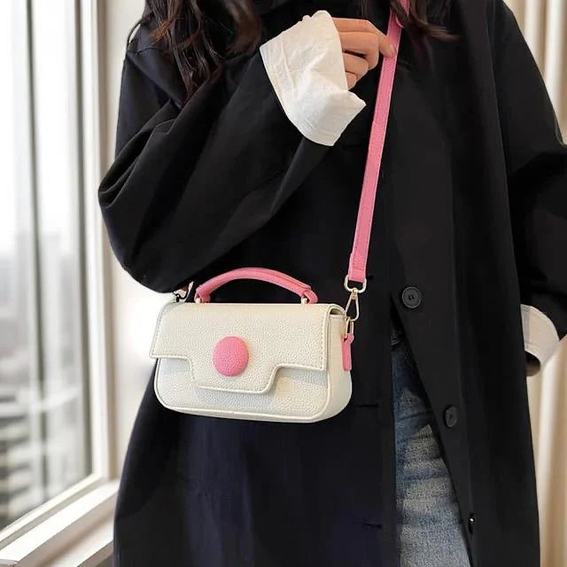 DOT LUXE HANDBAG - OFF WHITE & PINK