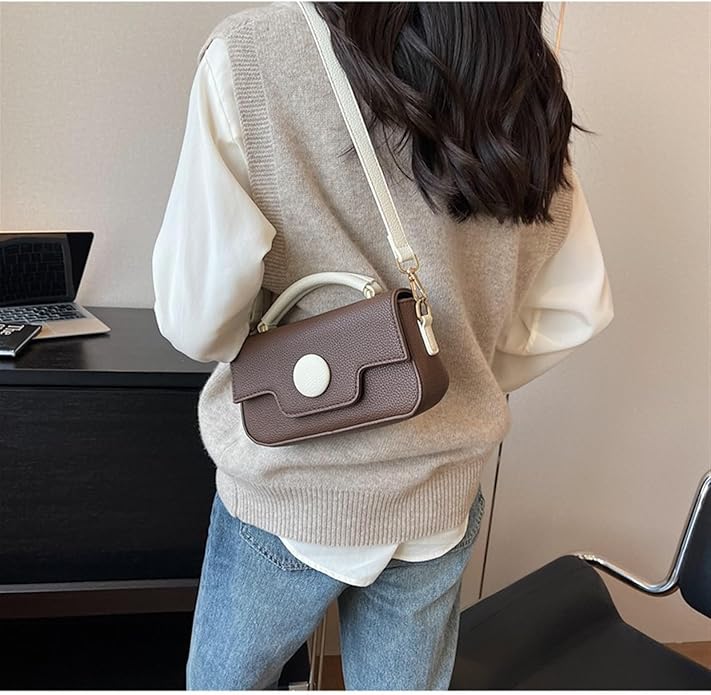 DOT LUXE HANDBAG - BROWN & WHITE