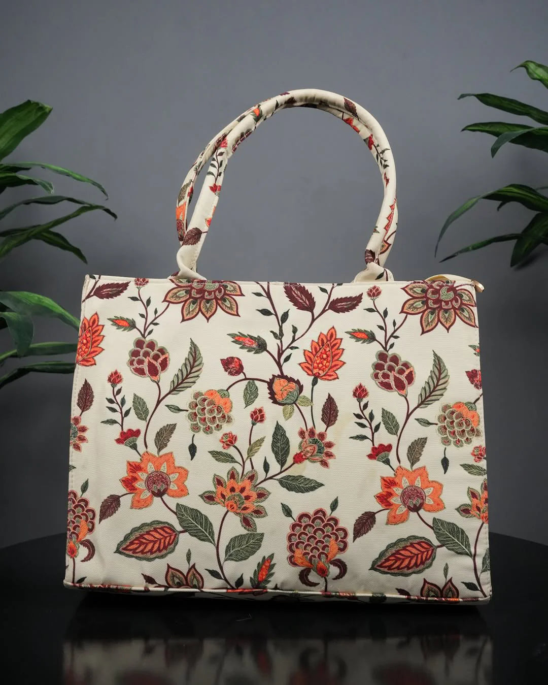 BEIGE MULTIFLOWER - CANVAS BAG