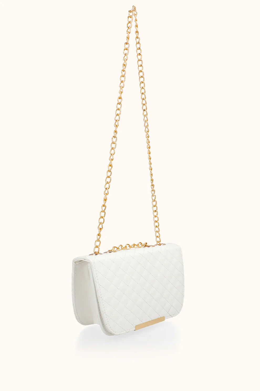QUILTED SHOULDER BAG - WHITE