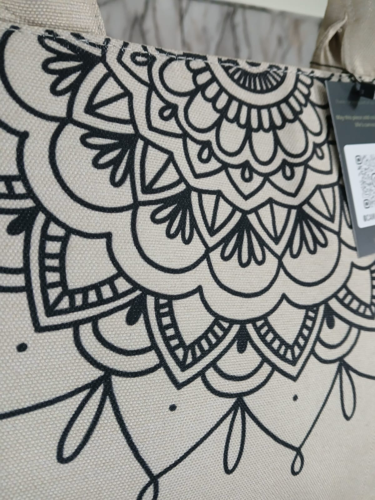 MANDALA LOOP - BEIGE MINI CANVAS BAG