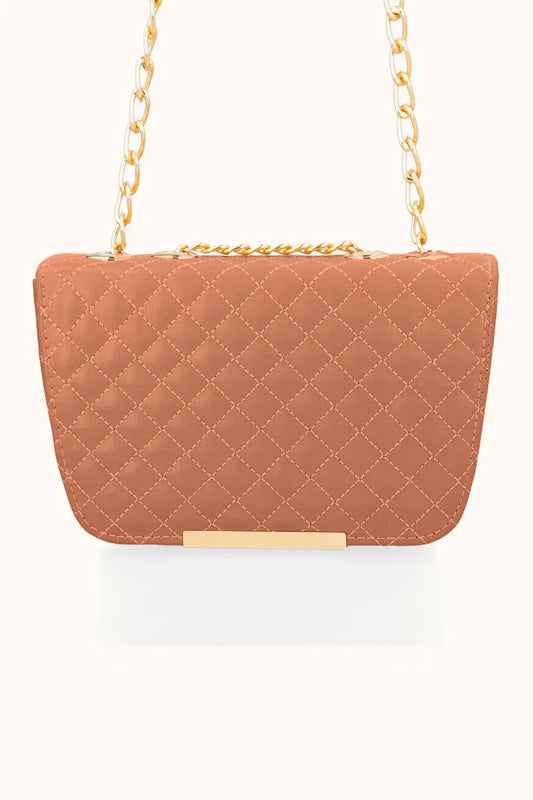 QUILTED SHOULDER BAG - BRONZE