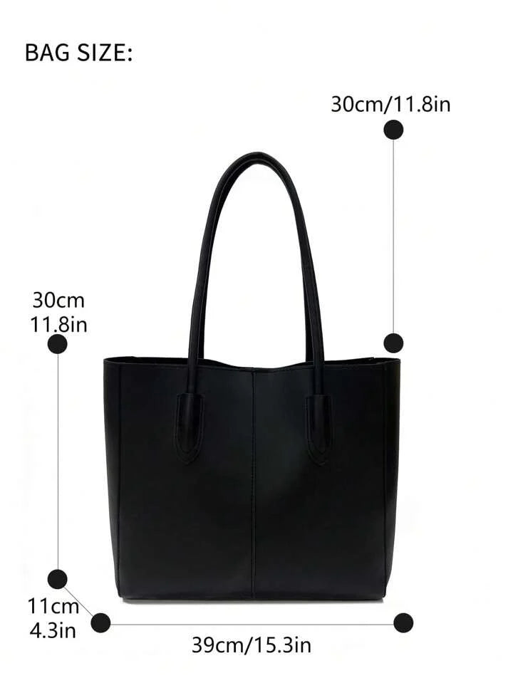 CBU LEATHER TOTE + POUCH - BLACK