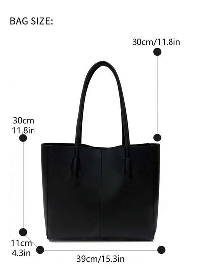 CBU LEATHER TOTE + POUCH - BLACK