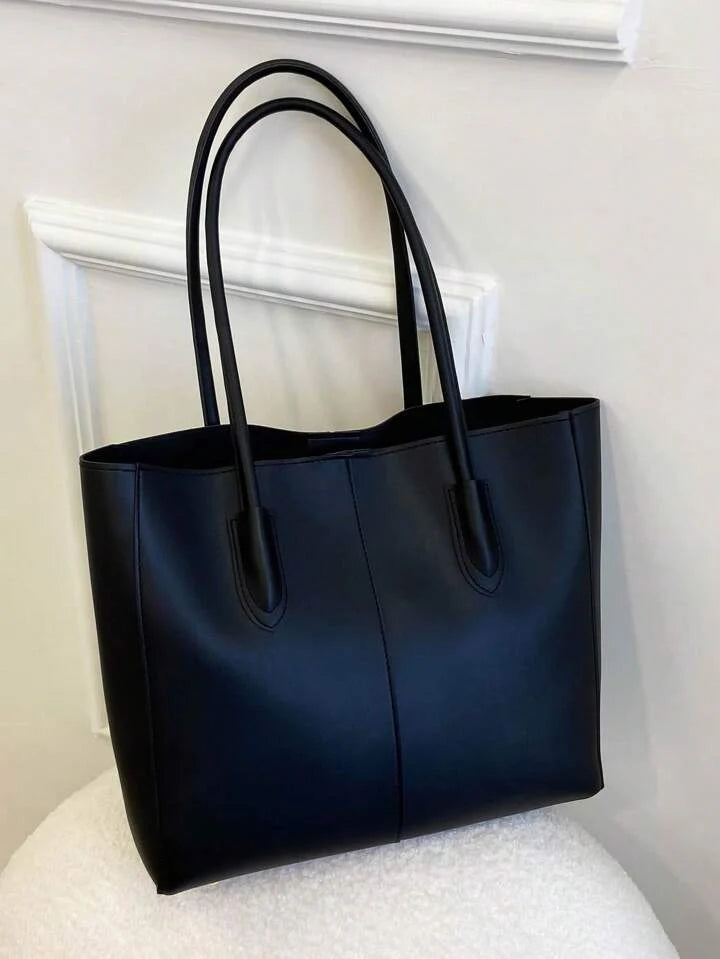 CBU LEATHER TOTE + POUCH - BLACK