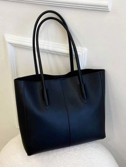 CBU LEATHER TOTE + POUCH - BLACK