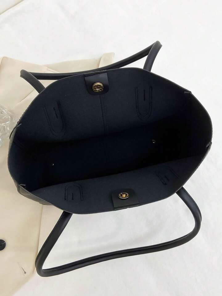 CBU LEATHER TOTE + POUCH - BLACK