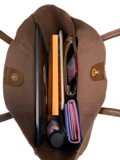 CBU LEATHER TOTE + POUCH - MUSTARD