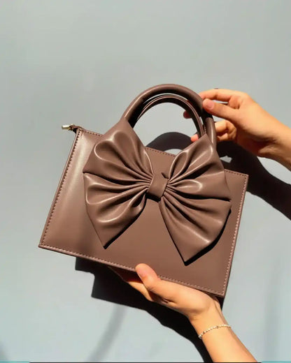 GLOSS BOW HANDBAG - COFFEE