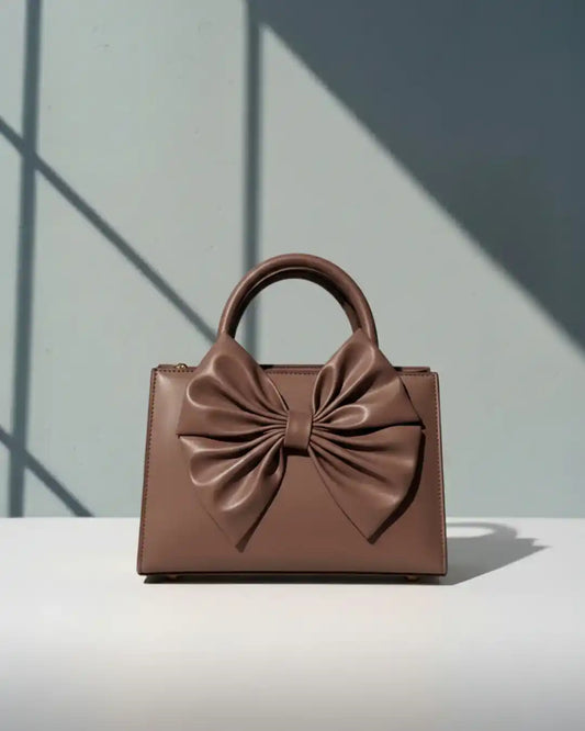 GLOSS BOW HANDBAG - COFFEE