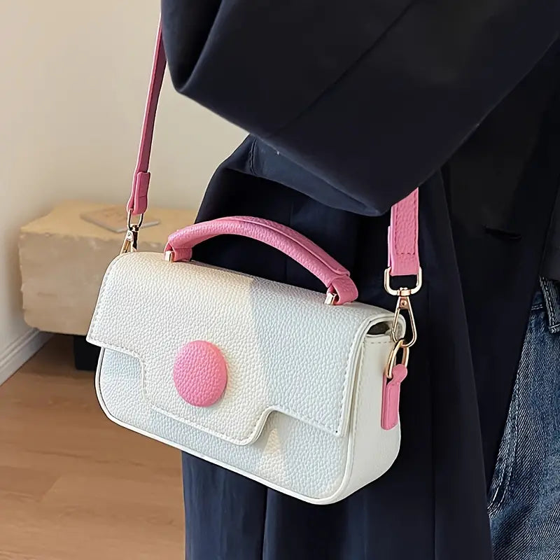 DOT LUXE HANDBAG - WHITE & PINK