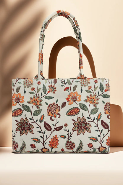 BEIGE MULTIFLOWER - CANVAS BAG