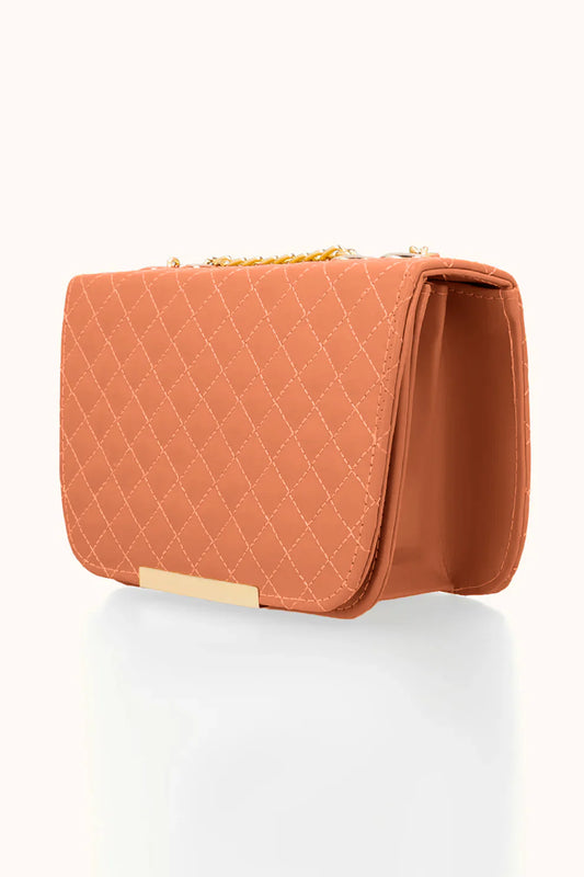 QUILTED SHOULDER BAG - BRONZE