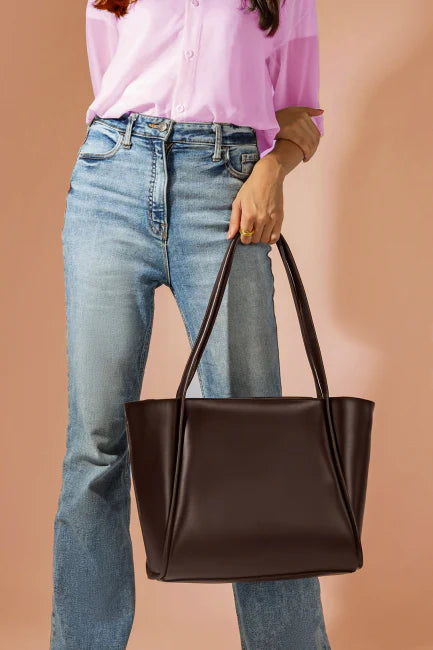 PYRAMID BROWN - LEATHER TOTE BAG