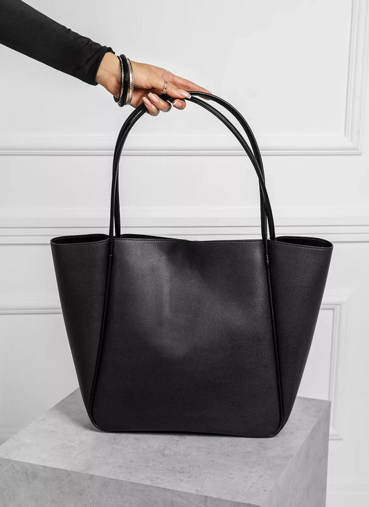 PYRAMID BLACK - LEATHER TOTE BAG