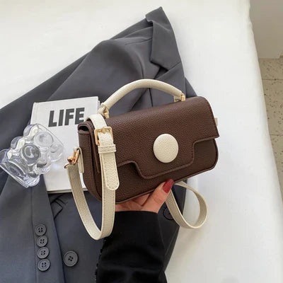 DOT LUXE HANDBAG - BROWN & WHITE