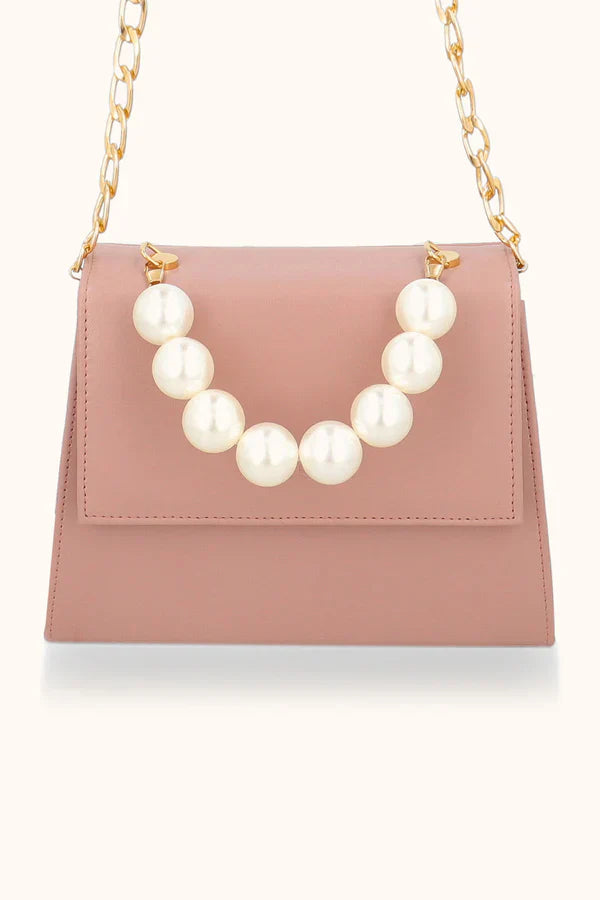 QUAD PEARL HANDBAG - TEA PINK