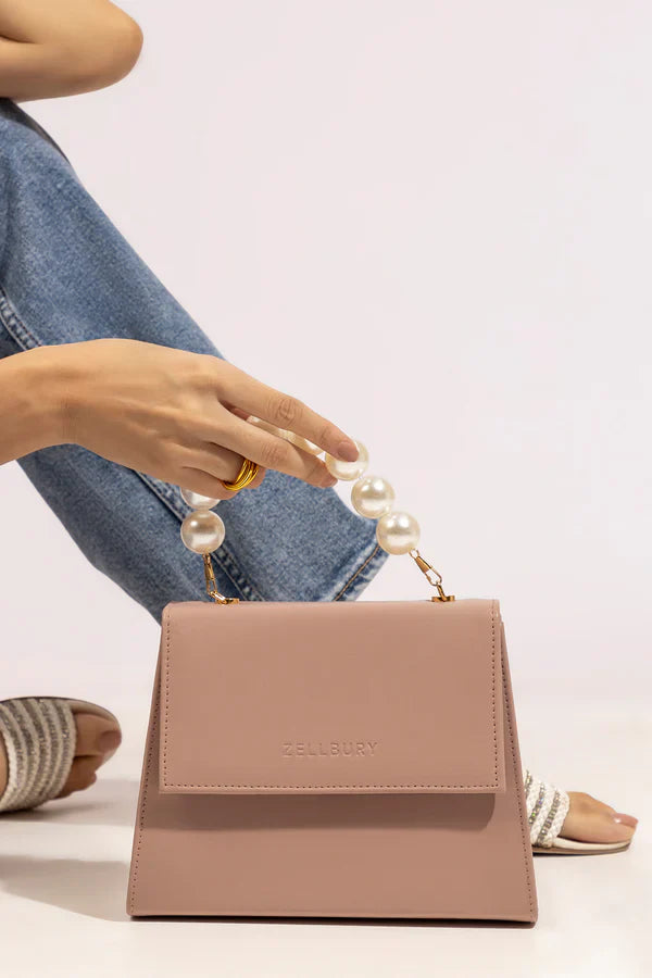 QUAD PEARL HANDBAG - TEA PINK