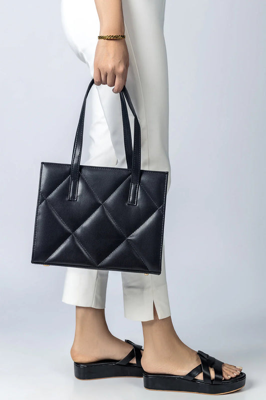 VELORA QUILT TOTE - BLACK