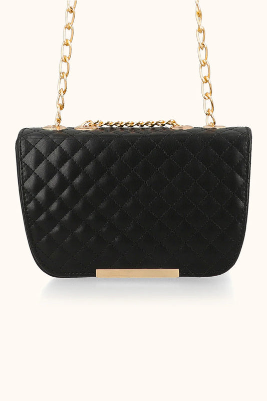 QUILTED SHOULDER BAG - BLACK