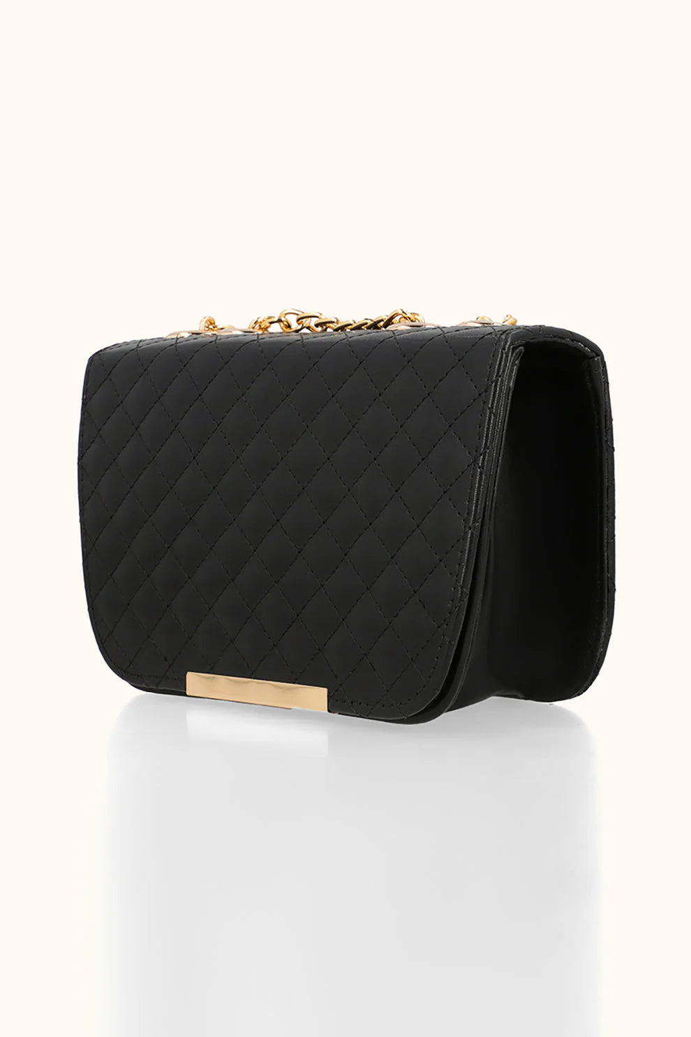 QUILTED SHOULDER BAG - BLACK
