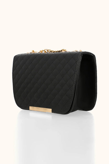 QUILTED SHOULDER BAG - BLACK