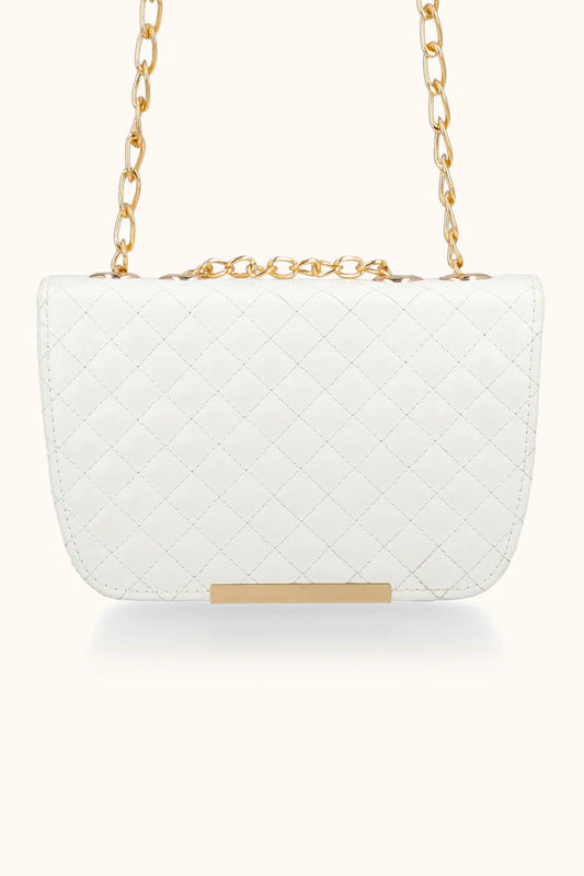 QUILTED SHOULDER BAG - WHITE