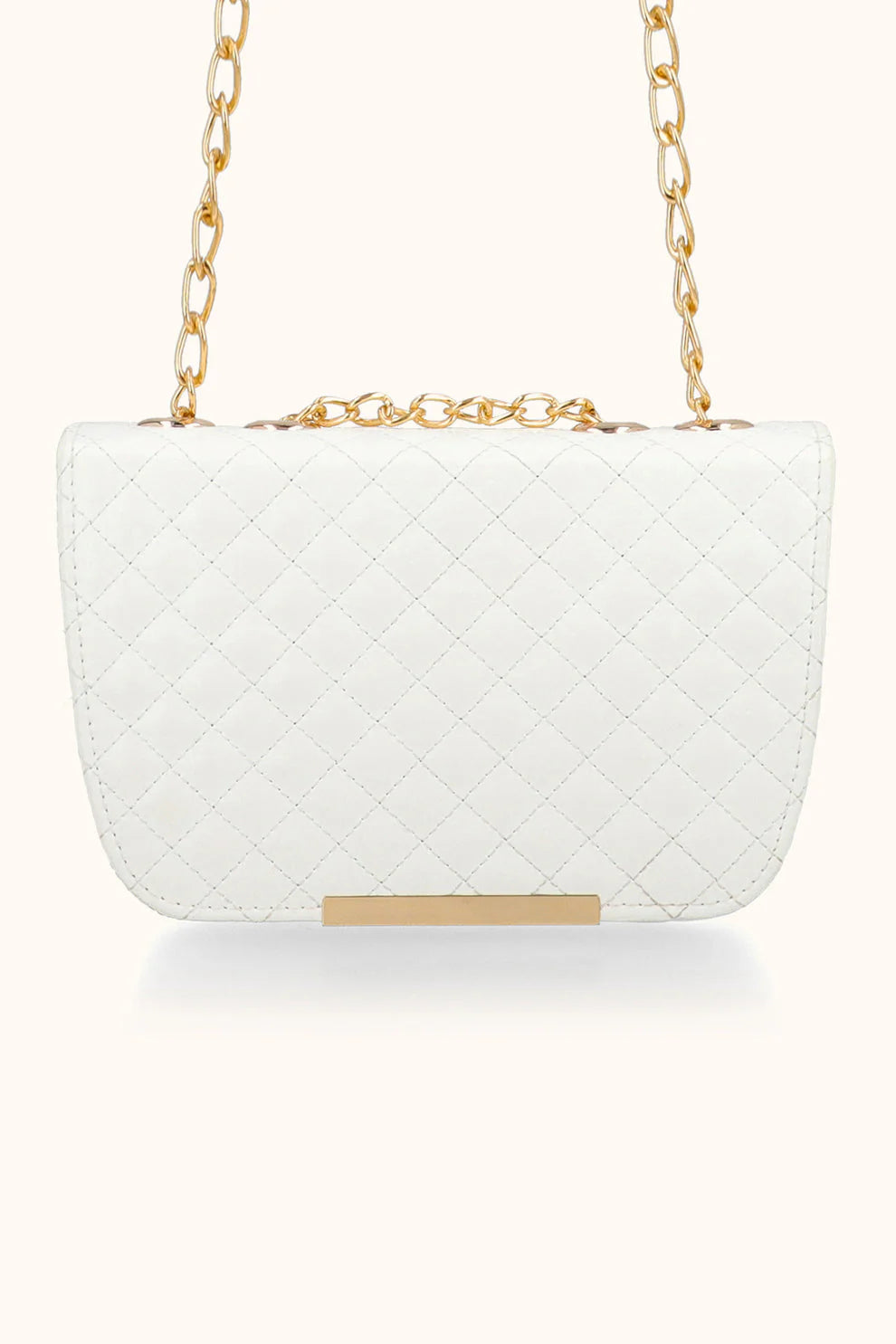QUILTED SHOULDER BAG - WHITE