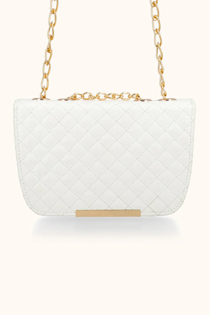 QUILTED SHOULDER BAG - WHITE