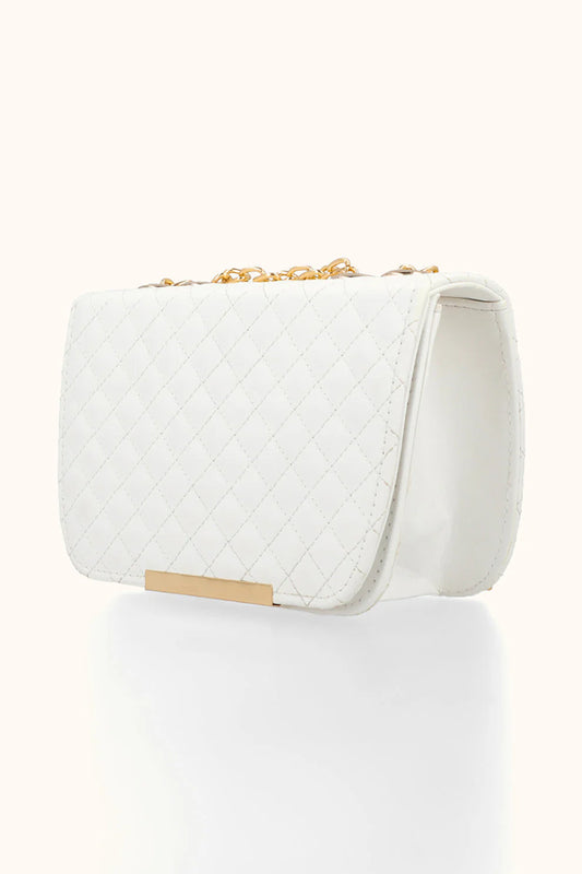 QUILTED SHOULDER BAG - WHITE