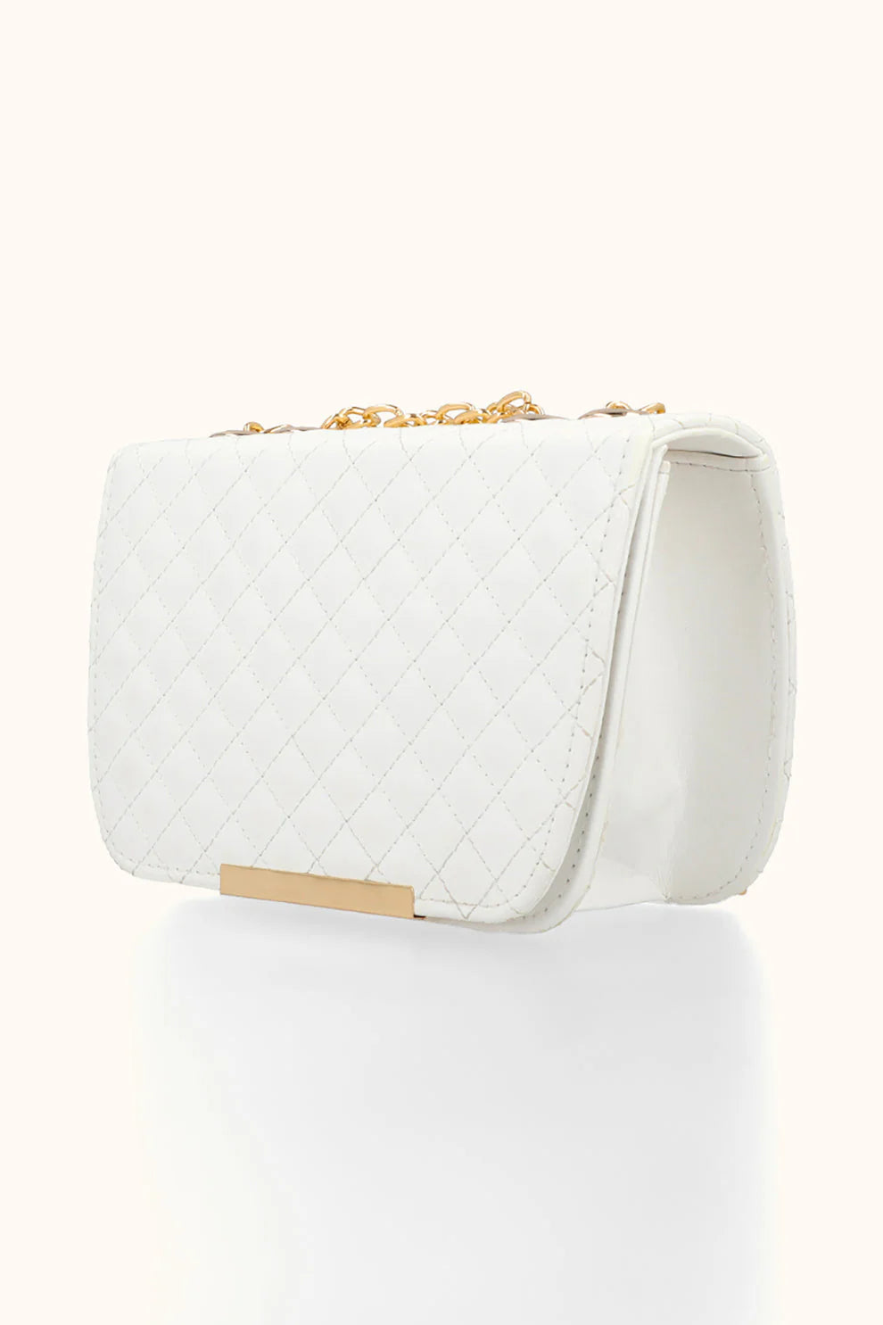 QUILTED SHOULDER BAG - WHITE