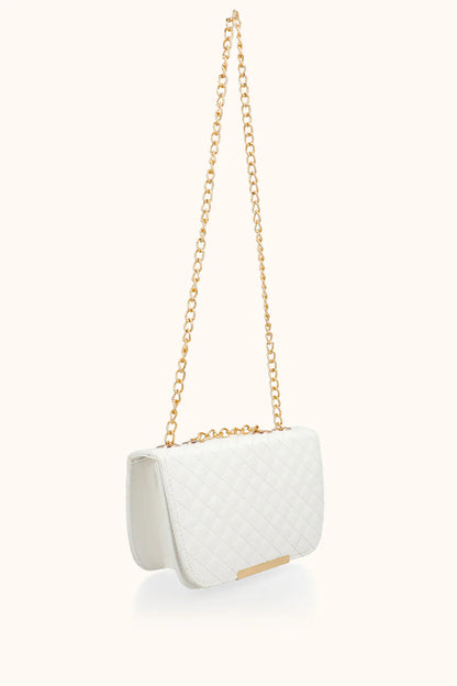 QUILTED SHOULDER BAG - WHITE