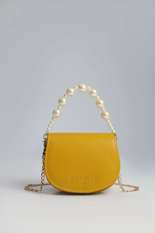 MIDNIGHT PEARL HANDBAG - MUSTARD