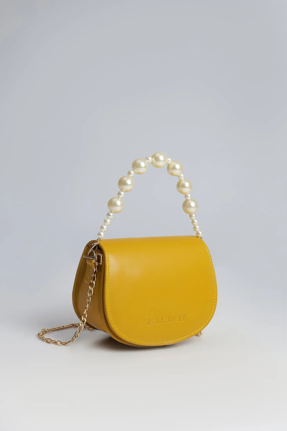 MIDNIGHT PEARL HANDBAG - MUSTARD