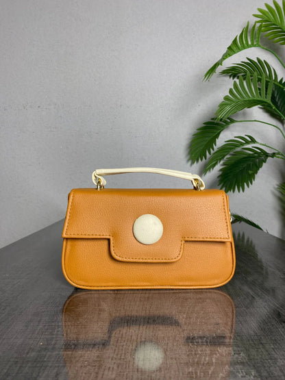 DOT LUXE HANDBAG - MUSTARD & BEIGE