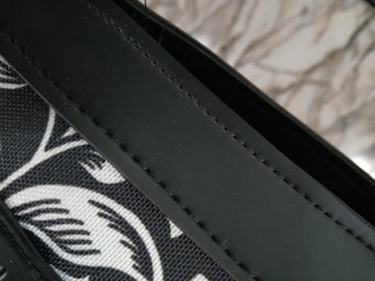 BLACK FLORAL - STRAP CANVAS BAG