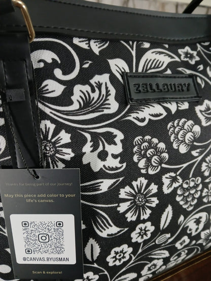 BLACK FLORAL - STRAP CANVAS BAG