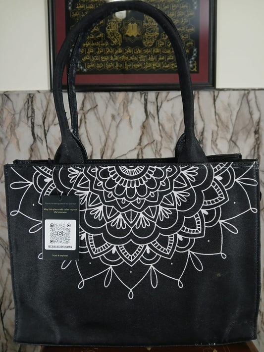 MANDALA LOOP - BLACK MINI CANVAS BAG