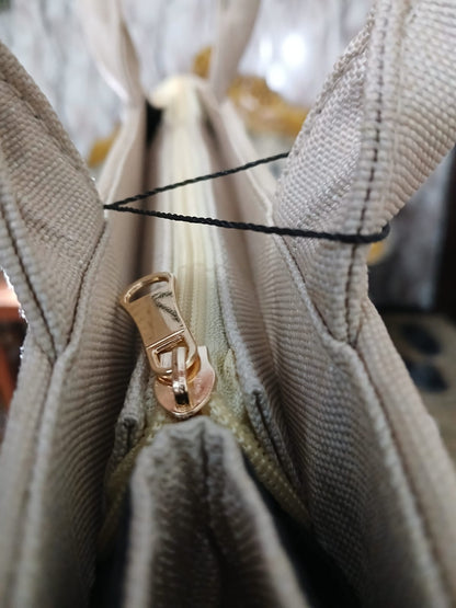 MANDALA LOOP - BEIGE  MINI CANVAS BAG