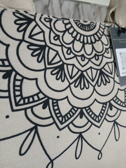 MANDALA LOOP - BEIGE  MINI CANVAS BAG