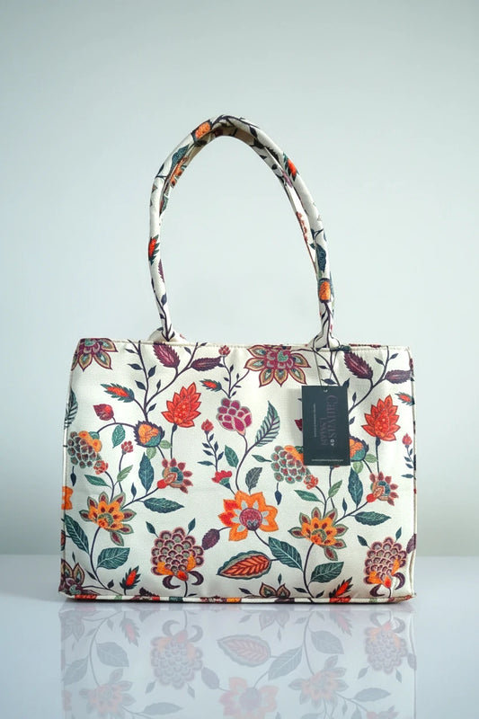 BEIGE MULTIFLOWER - CANVAS BAG