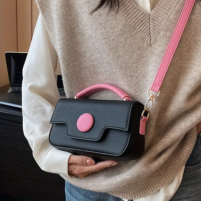 DOT LUXE HANDBAG - BLACK & PINK