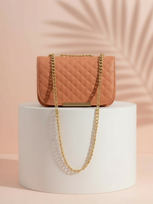 QUILTED SHOULDER BAG - BRONZE