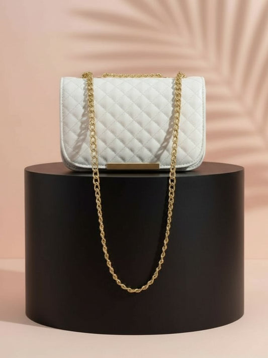 QUILTED SHOULDER BAG - WHITE