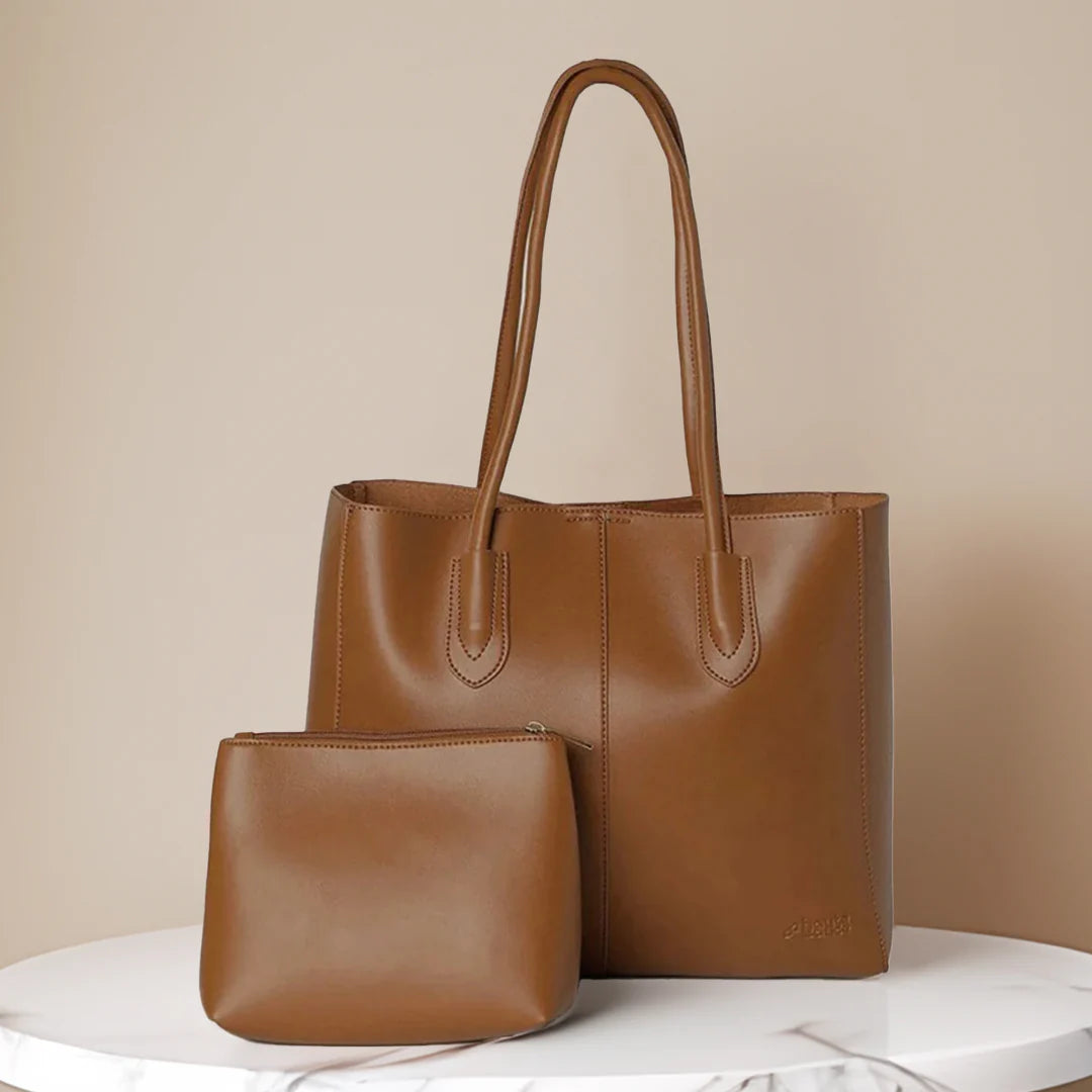 CBU LEATHER TOTE + POUCH - MUSTARD