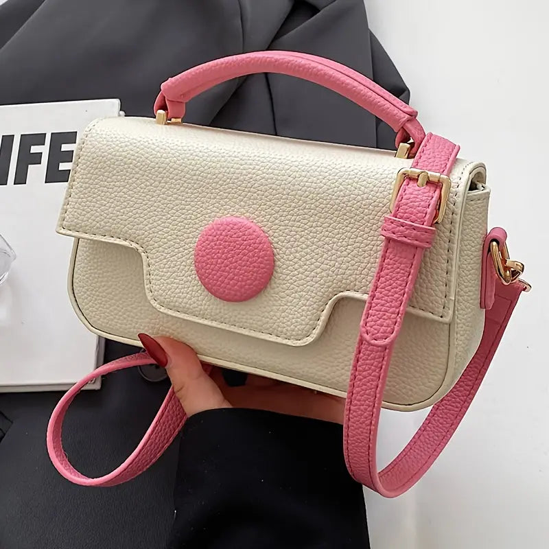DOT LUXE HANDBAG - WHITE & PINK