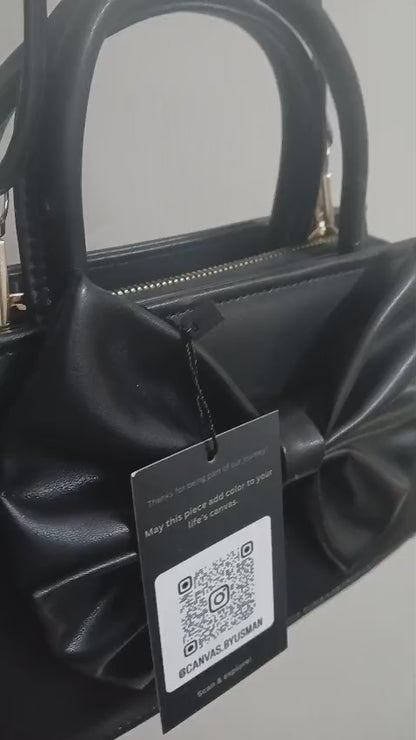 GLOSS BOW HANDBAG - BLACK