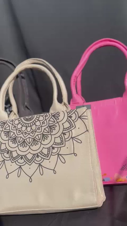 MANDALA LOOP - BEIGE  MINI CANVAS BAG